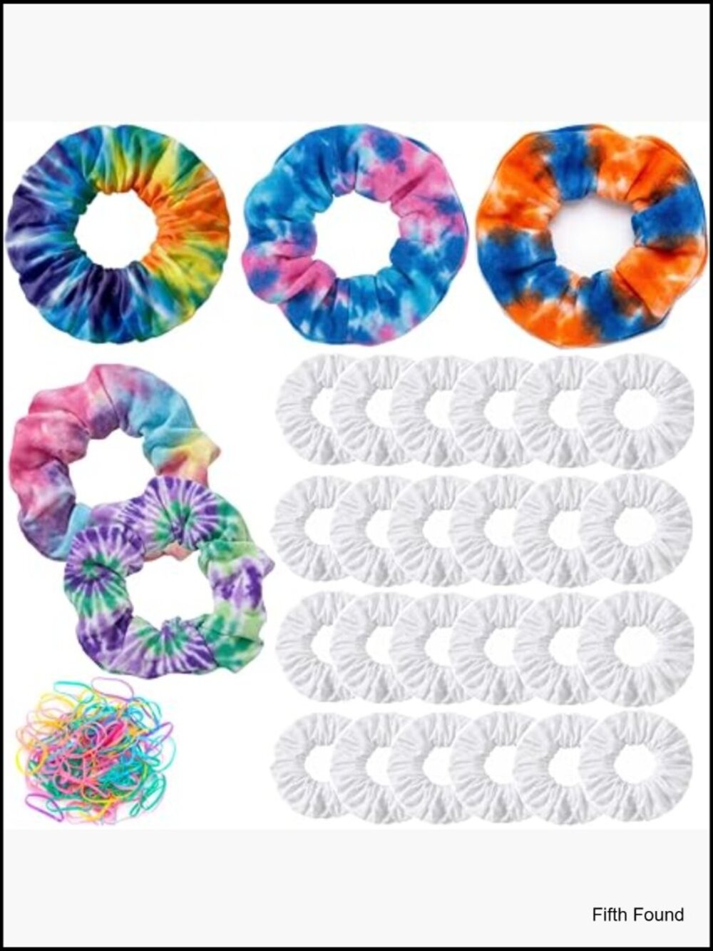 Cotton Scrunchies for Tie Dye - 50 Pack of Hair Ties